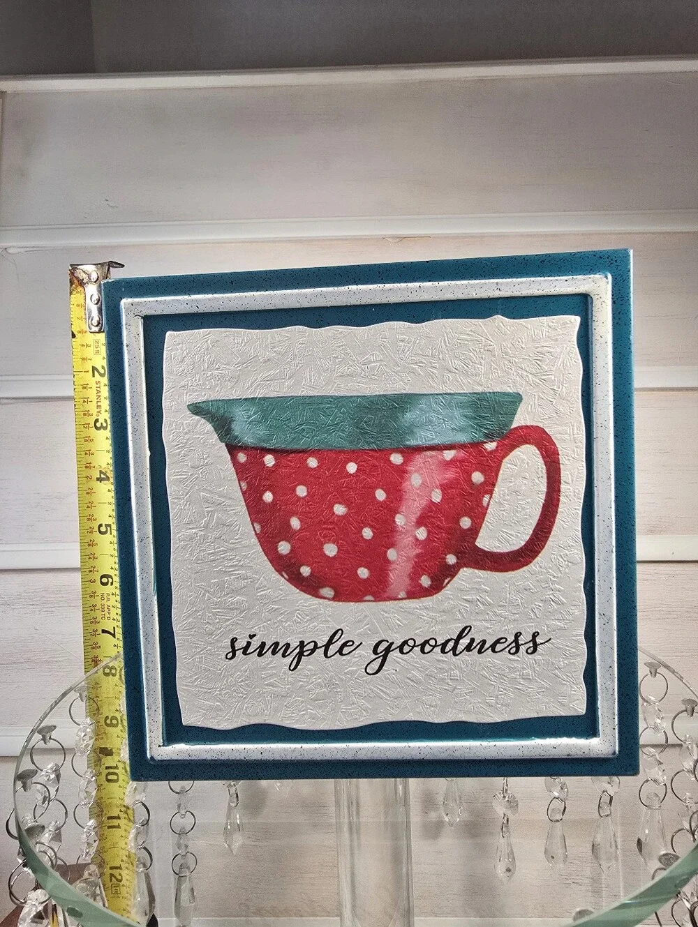 The Pioneer Woman Simple Goodness Polka Dot Teacup Wall Plaque - Red & Teal